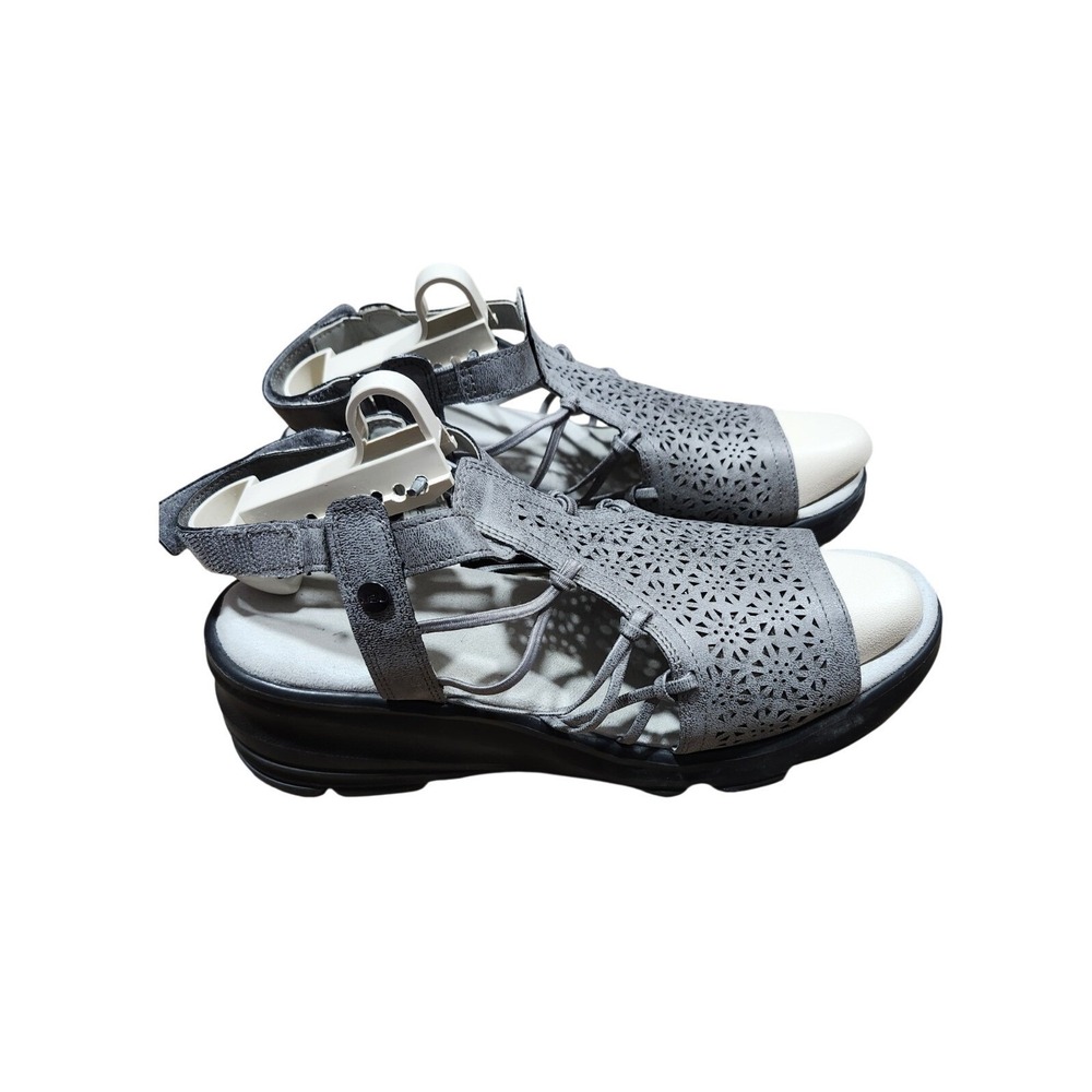 JBU by Jambu Womens Memory Foam Comfort Wedge Sandal Silver Pewter Size 10